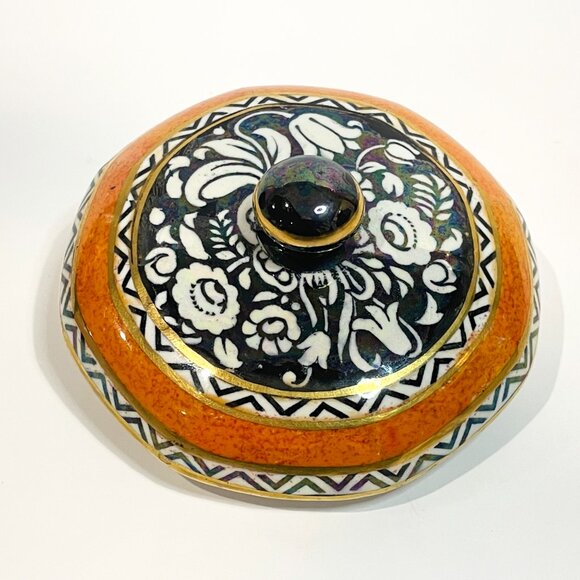 Vintage New Hall Hanley England Pottery Boumier Ware Dressing Table Lidded Dish - Picture 6 of 9